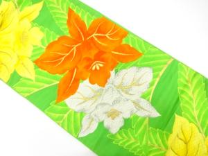 アンティーク　花模様織り出し袋帯（材料）